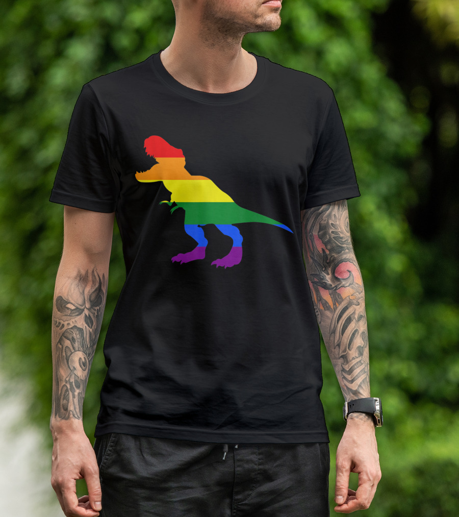 Dino Pride Rainbow Flag LBGT T-Rex Pride Month T-Shirt