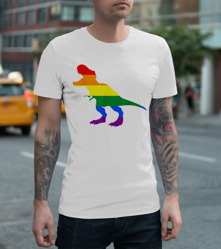 Dino Pride Rainbow Flag LBGT T-Rex Pride Month T-Shirt