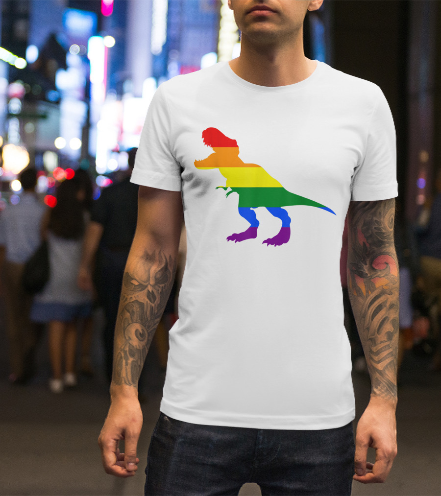 Dino Pride Rainbow Flag LBGT T-Rex Pride Month T-Shirt