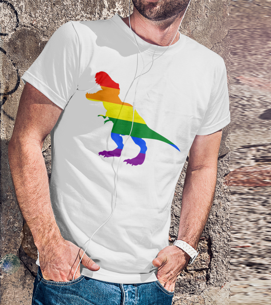 Dino Pride Rainbow Flag LBGT T-Rex Pride Month T-Shirt