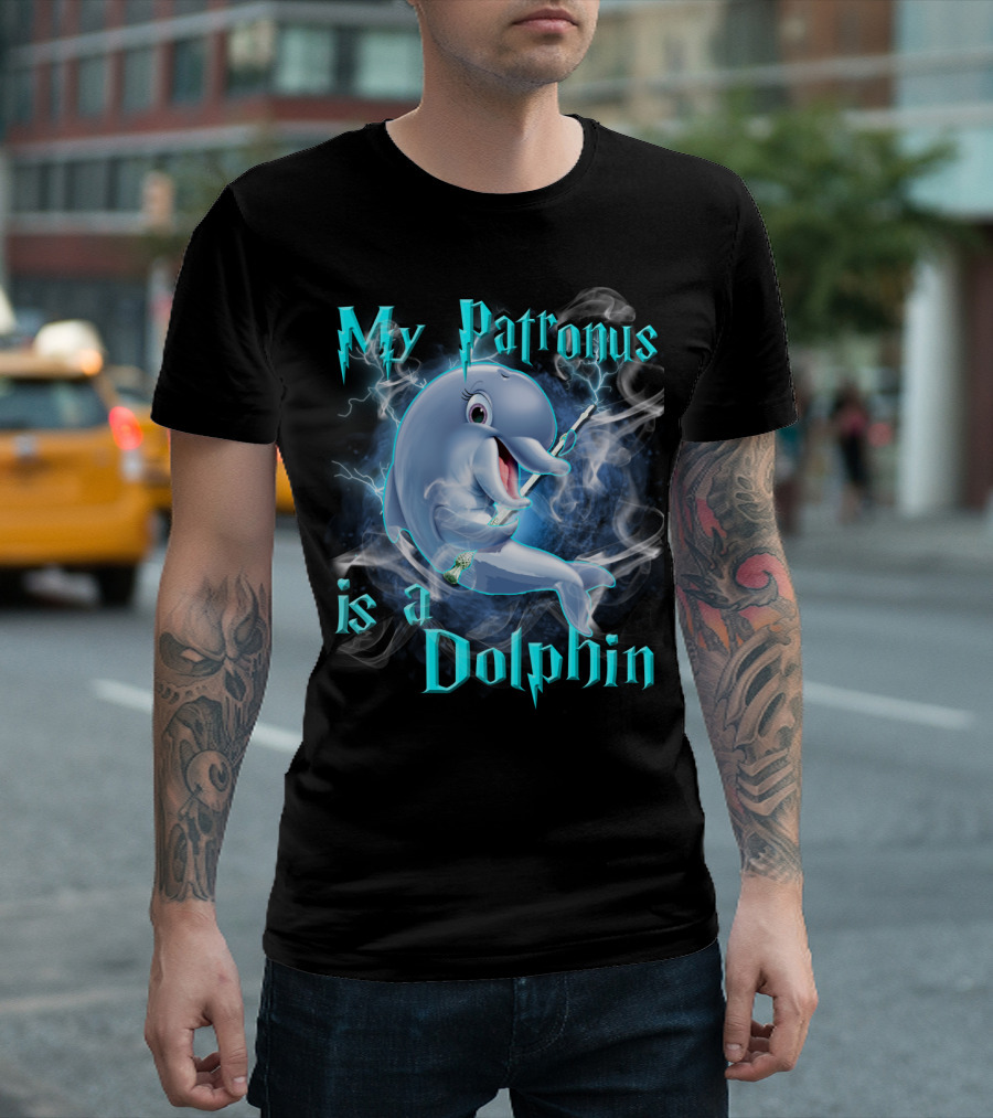 My Patronus Is A Dolphin Magic Parody Lightning T-Shirt