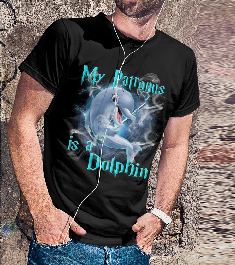 My Patronus Is A Dolphin Magic Parody Lightning T-Shirt