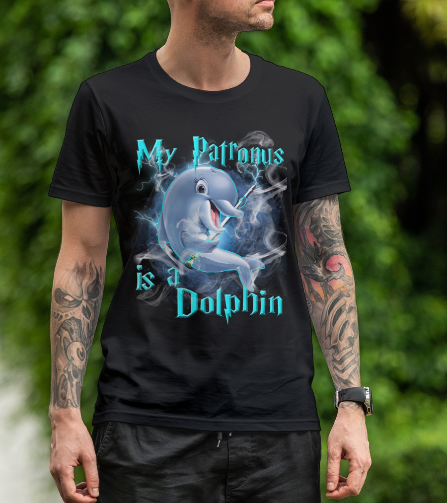 My Patronus Is A Dolphin Magic Parody Lightning T-Shirt