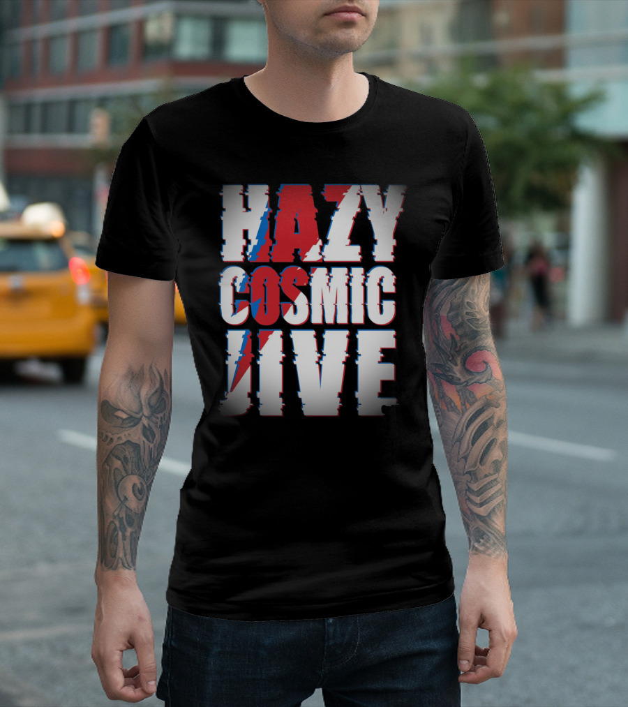 Hazy Cosmic Jive Ziggy Stardust Style Lightning Bolt T-Shirt