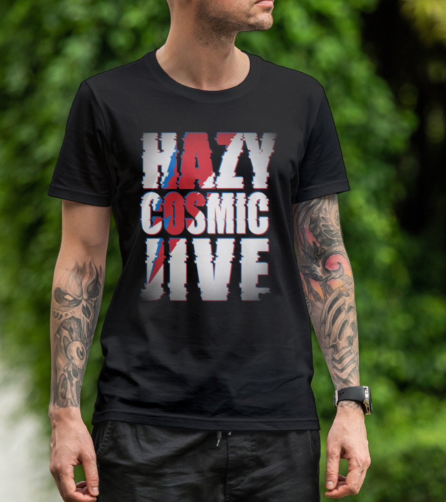 Hazy Cosmic Jive Ziggy Stardust Style Lightning Bolt T-Shirt