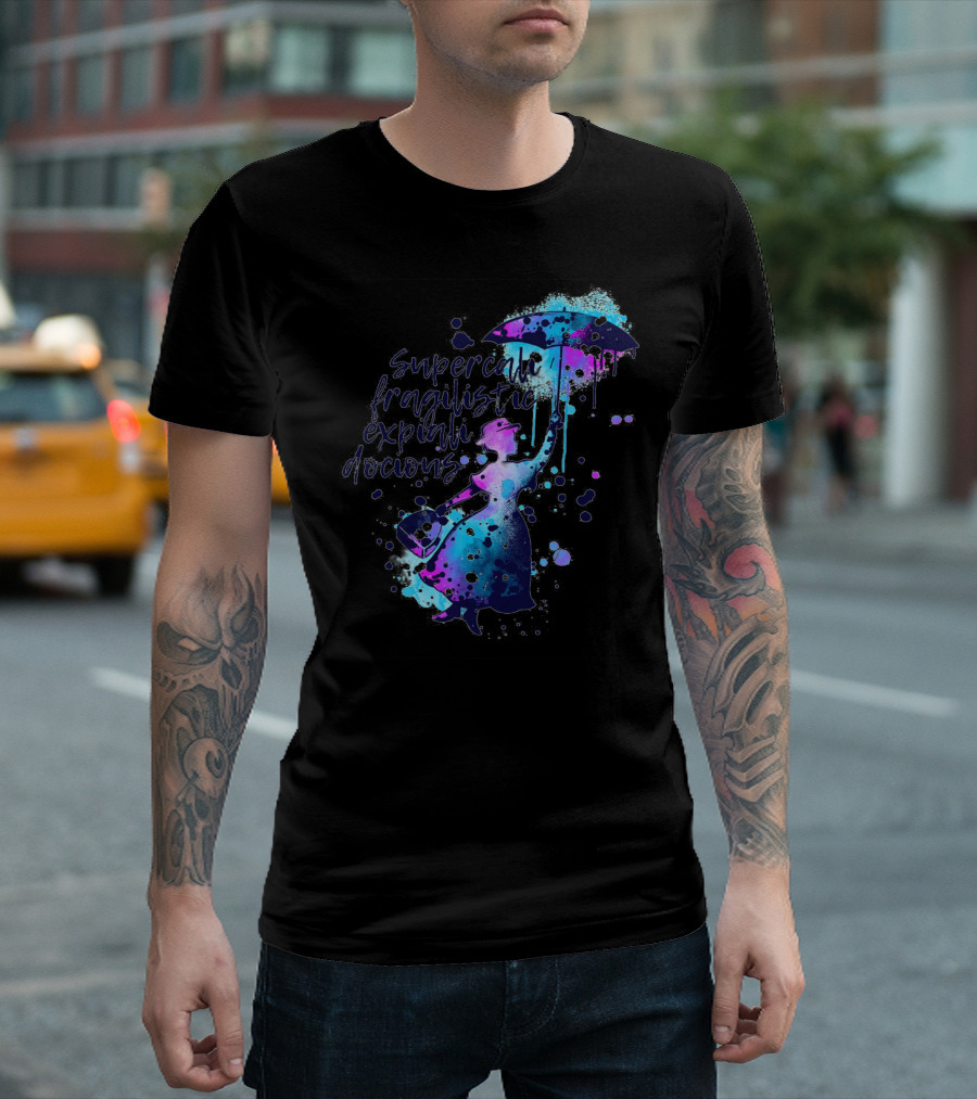 Supercalifragilisticexpialidocious Mary Watercolor Umbrella T-Shirt