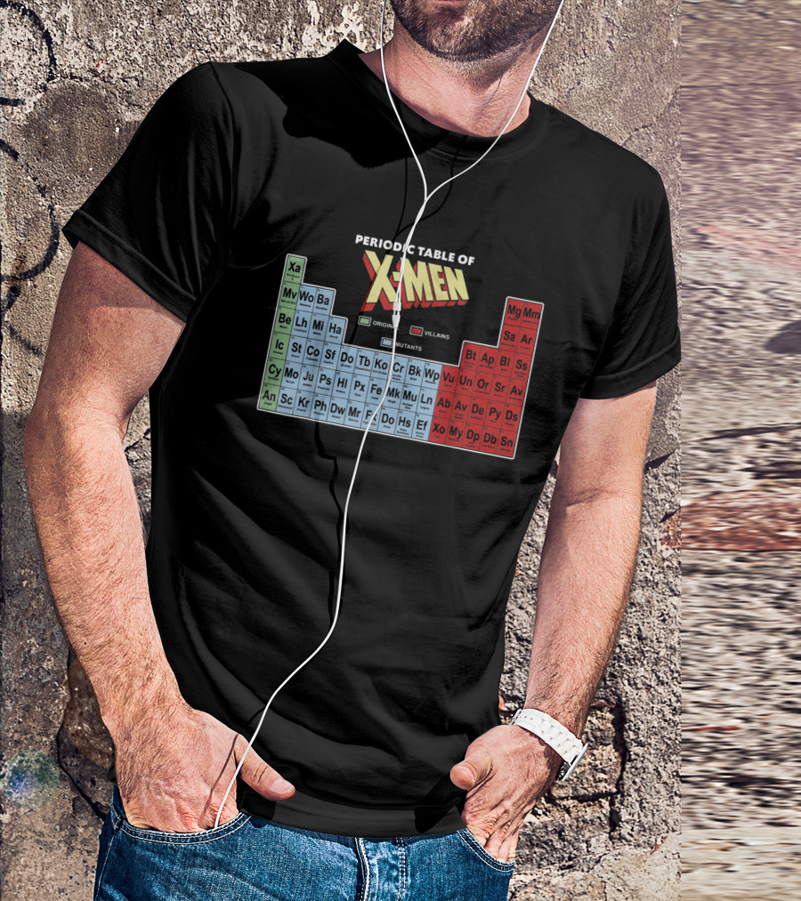 Periodic Table Of X-Men Characters Featuring Original Villains And Mutants T-Shirt