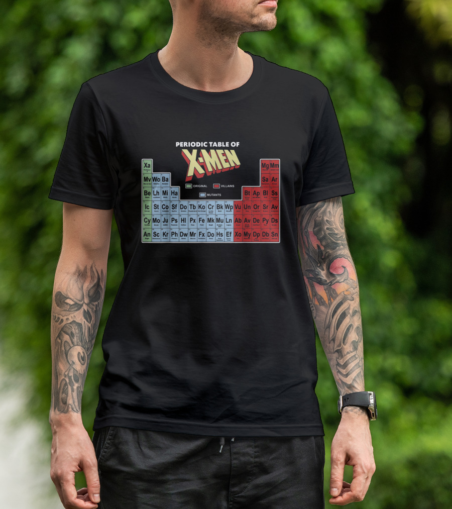 Periodic Table Of X-Men Characters Featuring Original Villains And Mutants T-Shirt