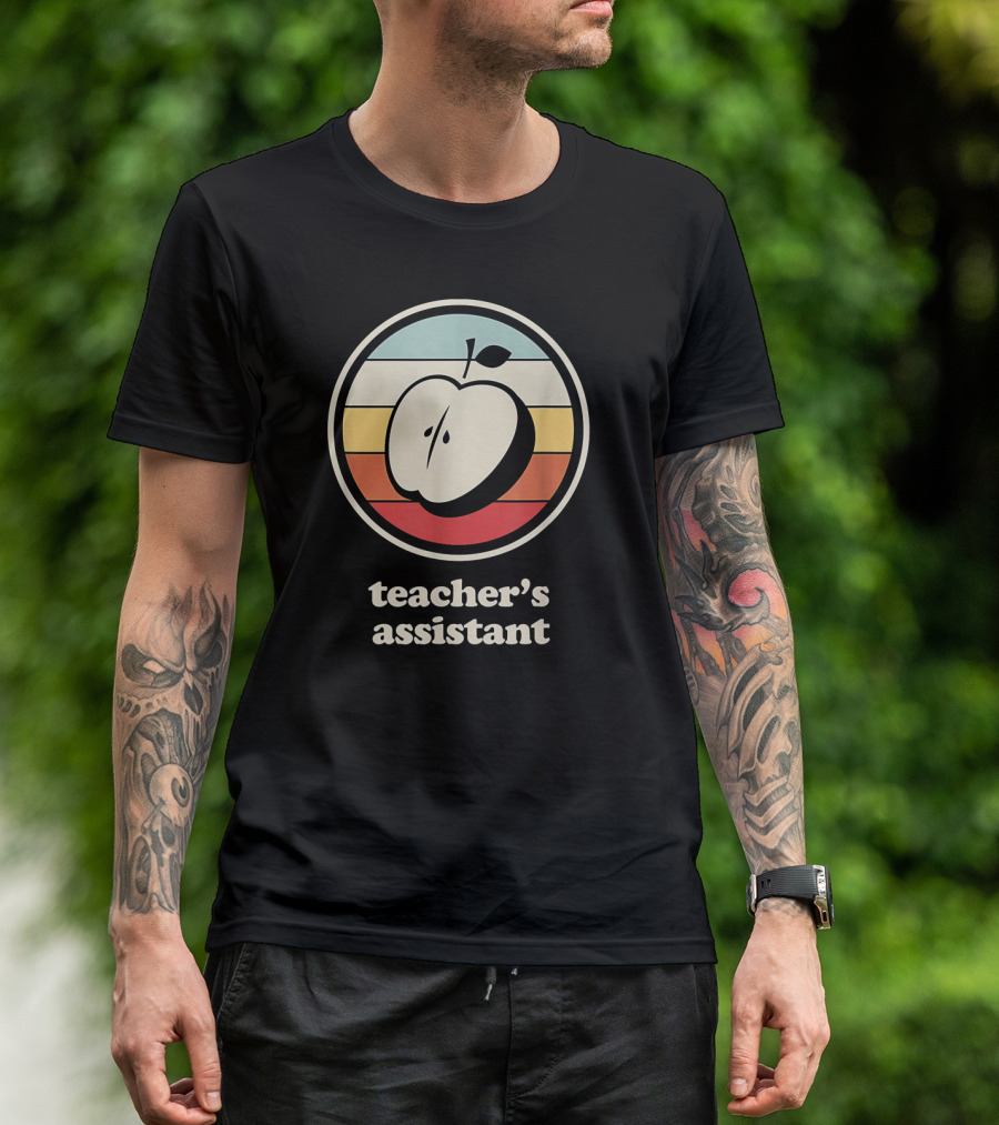 Teacher's Assistant Retro Apple Circle T-Shirt