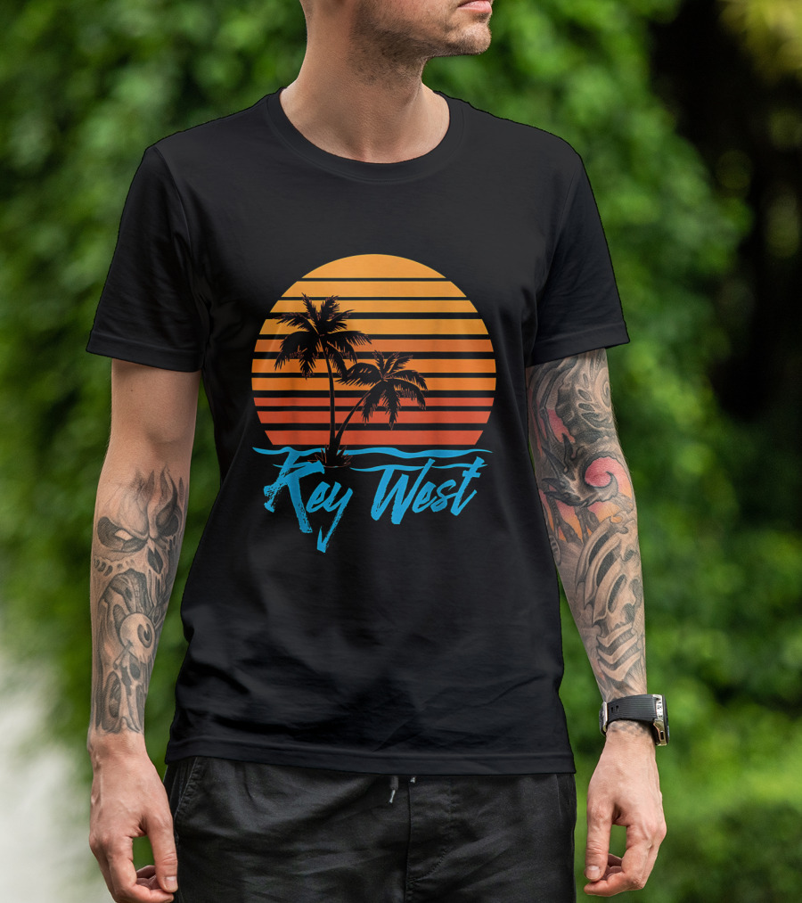 Key West Sunset Palm Trees Beach Vacation Tourist Retro Tropical T-Shirt