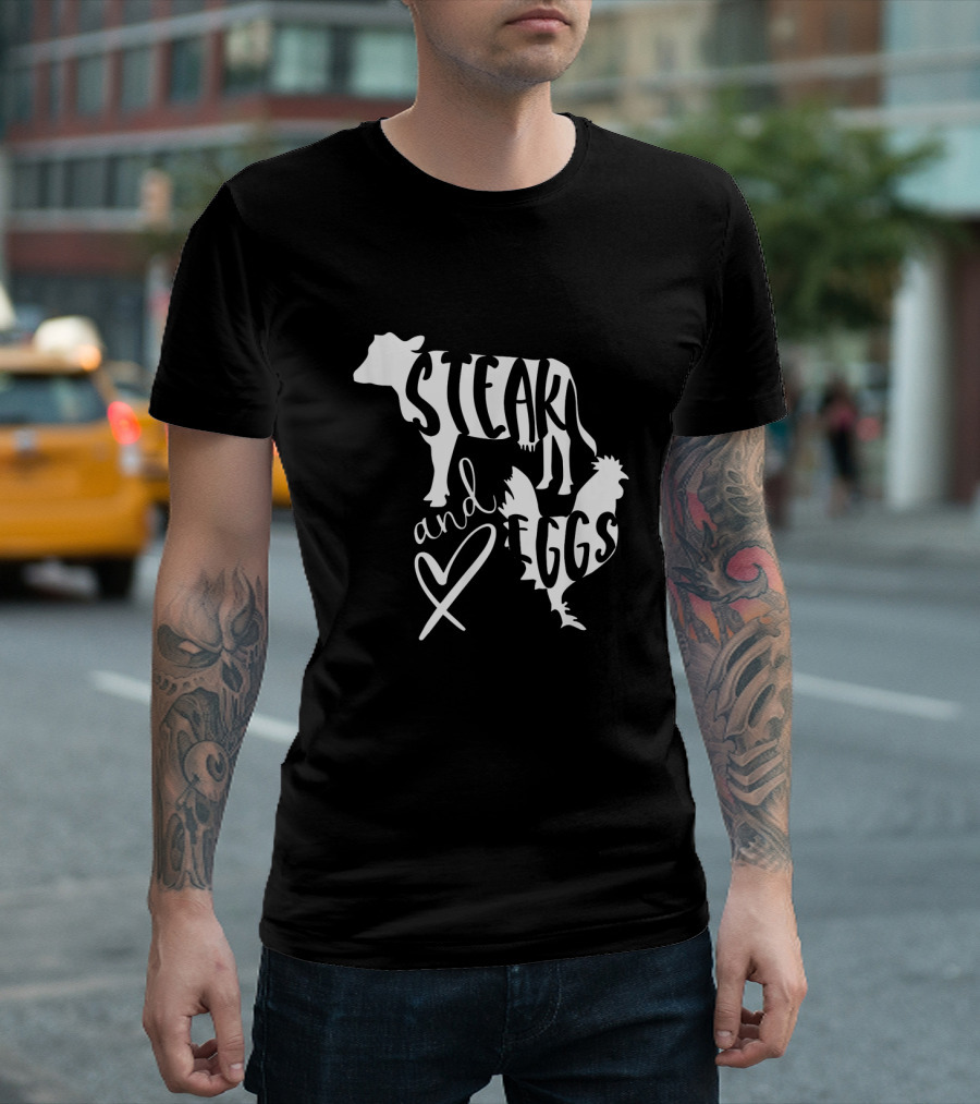 Steak And Eggs Funny Keto Low Carb Cow And Chicken T-Shirt