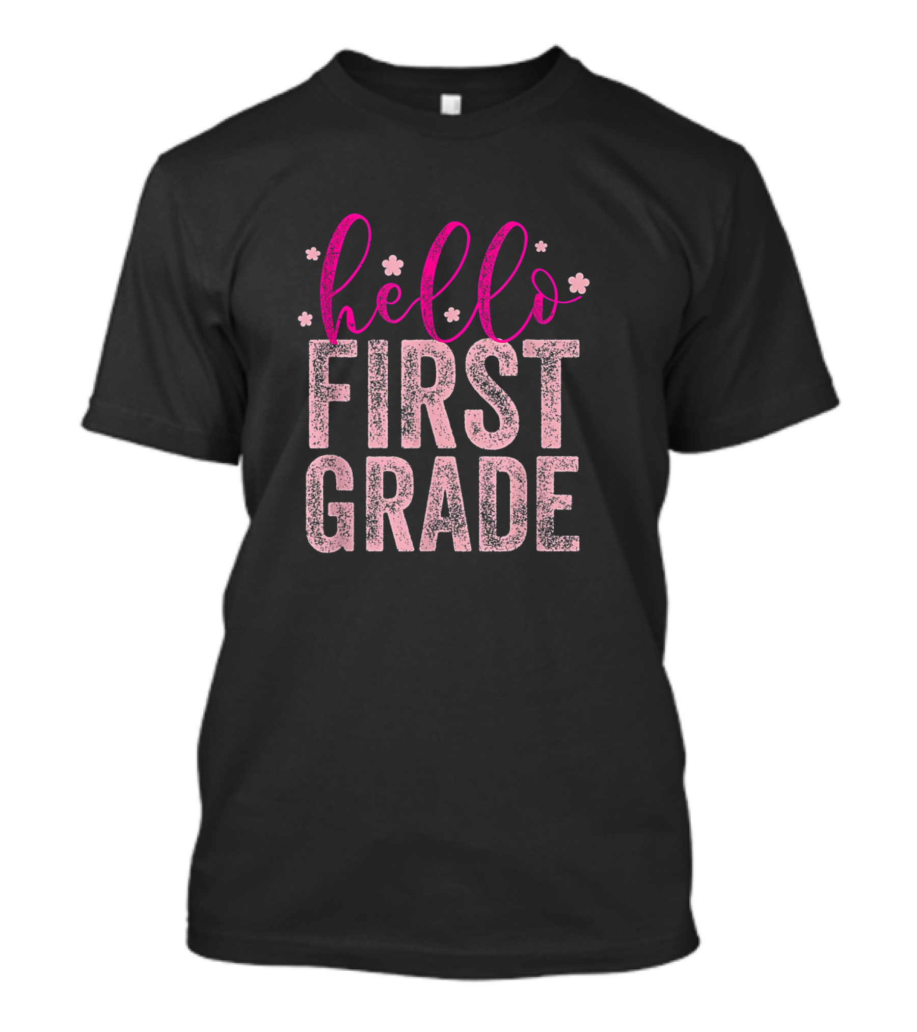 Hello First Grade Cute Pink Glitter Text For Welcome Back To School T-Shirt