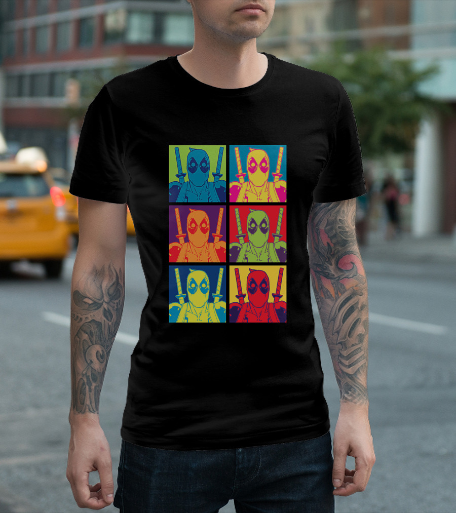 Marvel Deadpool Pop Art Colorful Square Box Repeat T-Shirt