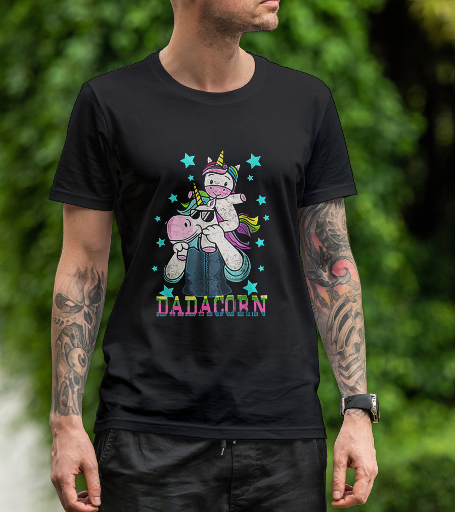 Dadacorn Funny Unicorn With Cool Sunglasses And Rainbow Horn Magic T-Shirt