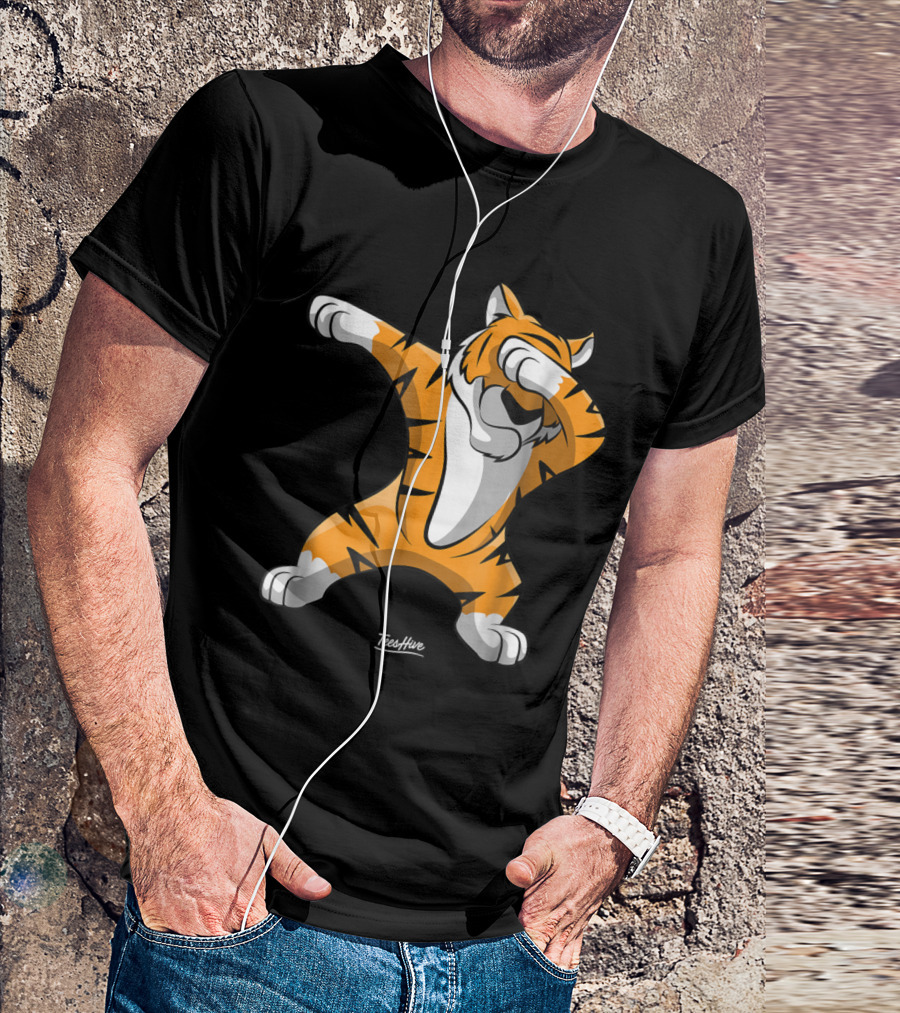 TeesHive Dabbing Tiger Funny Safari Animal Dab Tiger T-Shirt