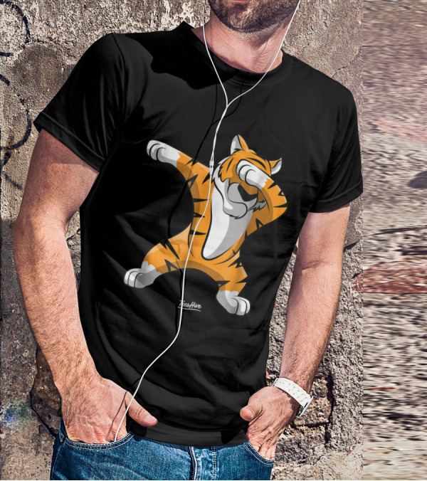 TeesHive Dabbing Tiger Funny Safari Animal Dab Tiger T-Shirt