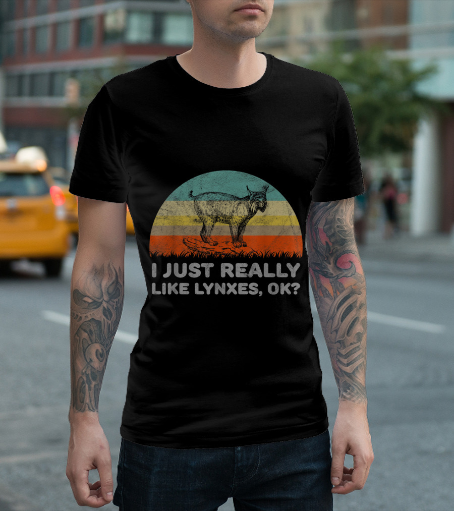 I Just Really Like Lynxes OK Vintage Sunset T-Shirt