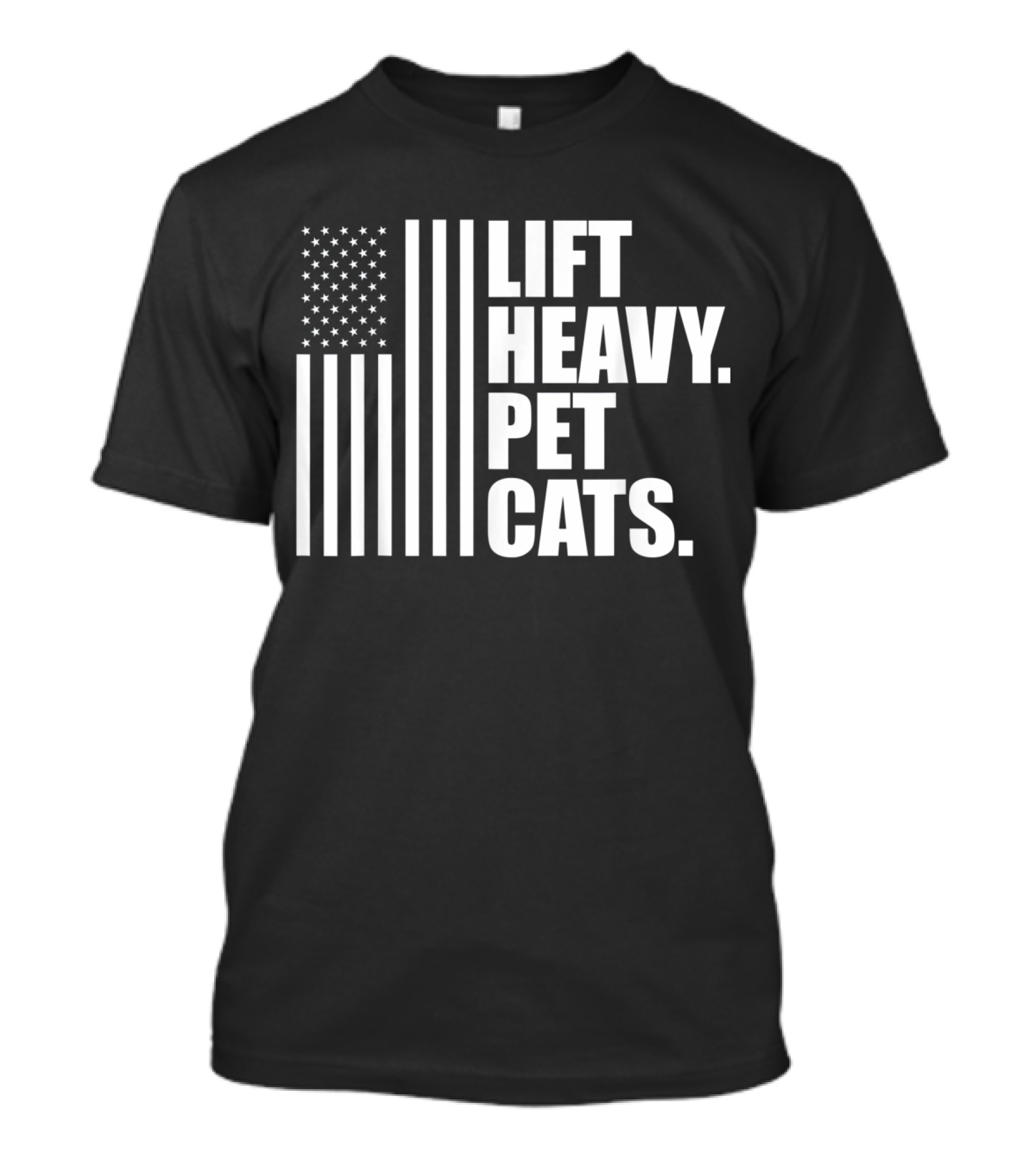 Lift Heavy Pet Cats American Flag Weightlifters T-Shirt