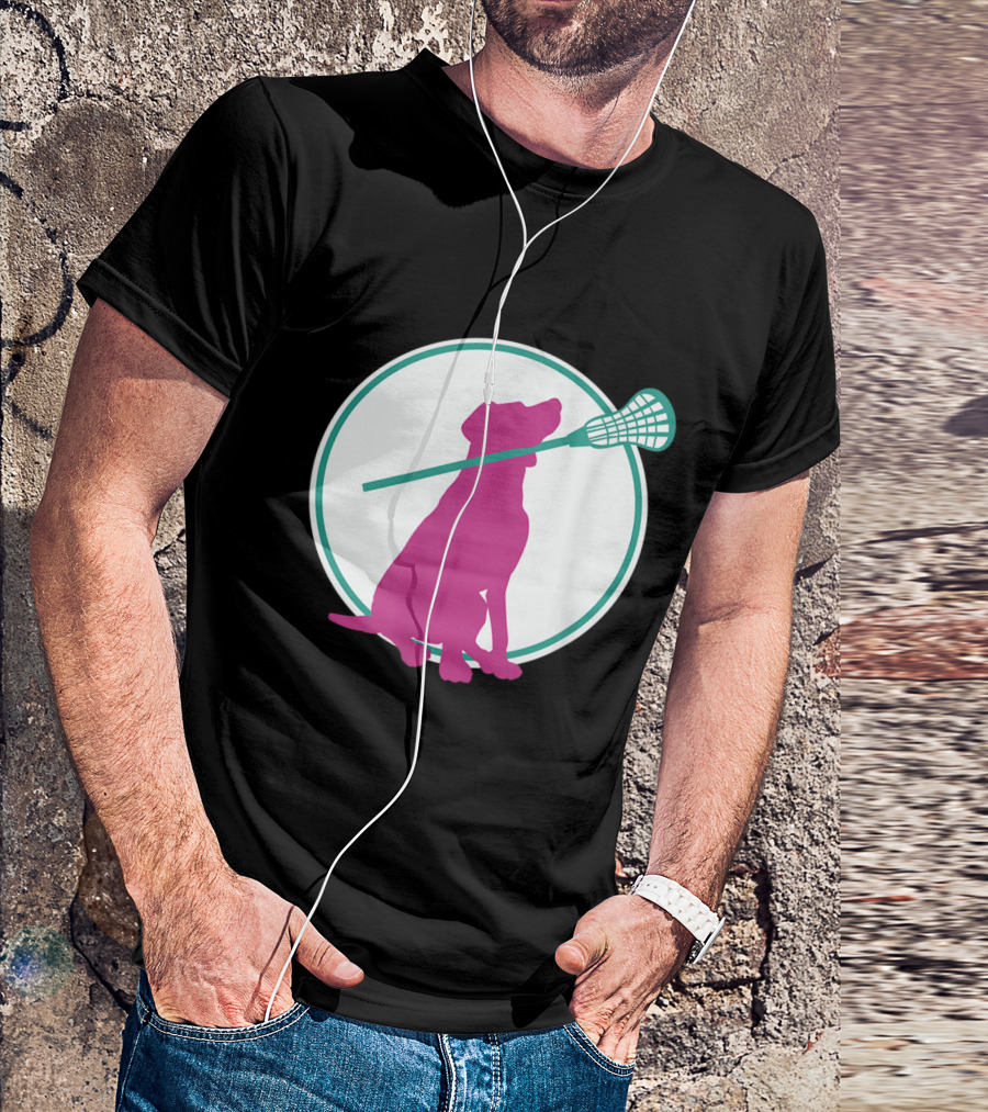 Lacrosse Dog With Girl Stick Girls Lacrosse Tees Circle T-Shirt