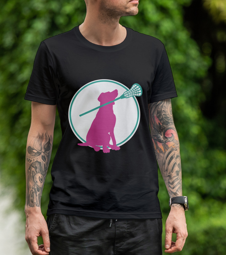 Lacrosse Dog With Girl Stick Girls Lacrosse Tees Circle T-Shirt