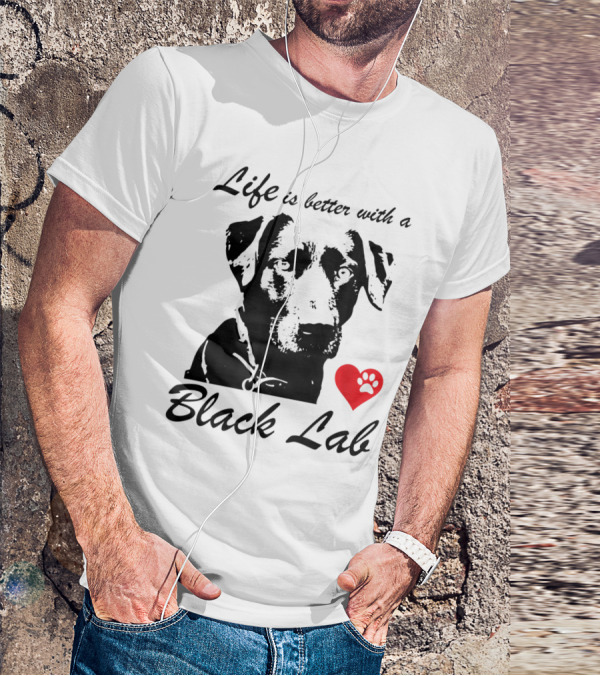 Life Is Better With A Black Lab Heart Paw Prints T-Shirt