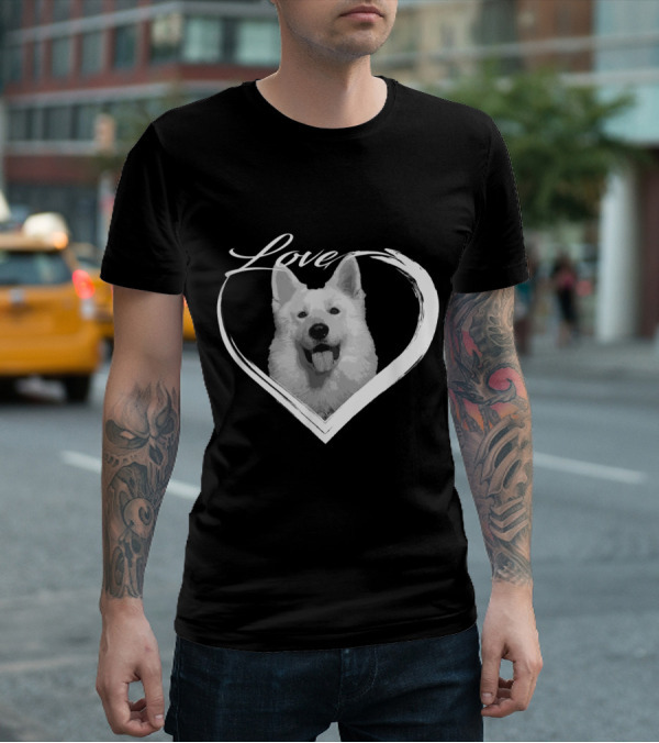 Love White German Shepherd Puppy Dog Heart T-Shirt