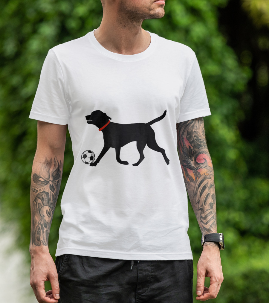 Labrador Retriever Black Lab Playing Soccer With Soccer Ball T-Shirt