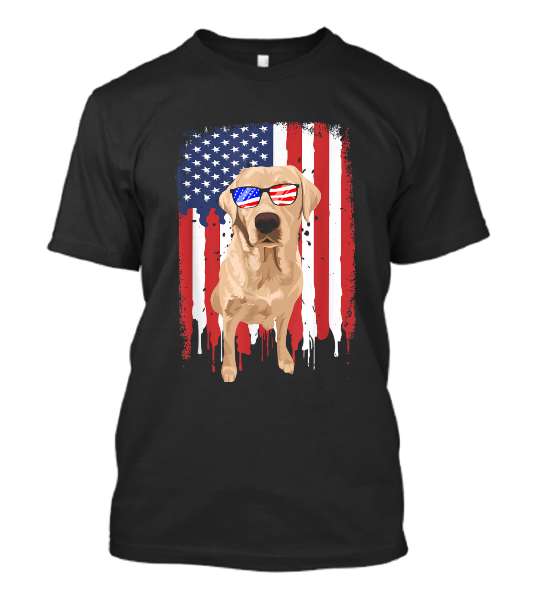 Labrador Retriever USA Flag Sunglasses 4th July Independence Day T-Shirt
