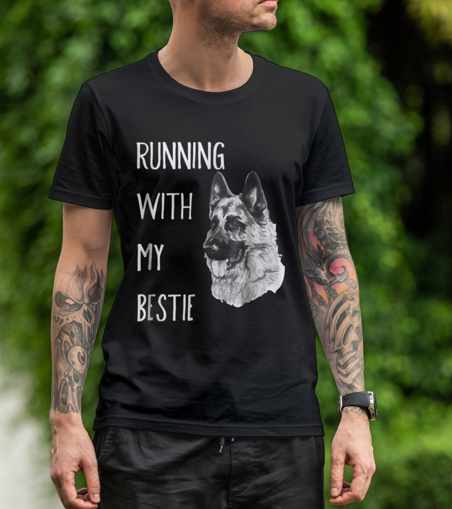 Running With My Bestie German Shepherd Dog For Runners T-Shirt