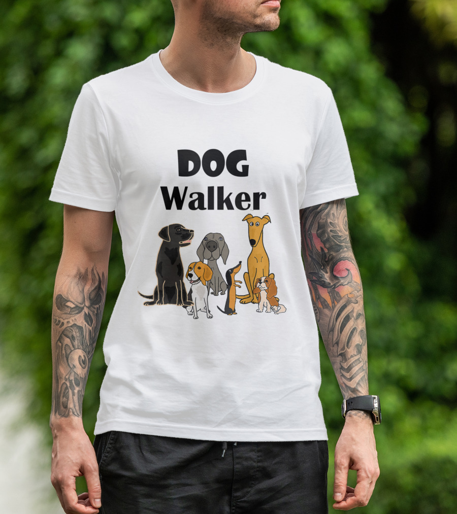 SmileteesPets Funny Cartoon Dog Walker With Variety Of Happy Dogs T-Shirt
