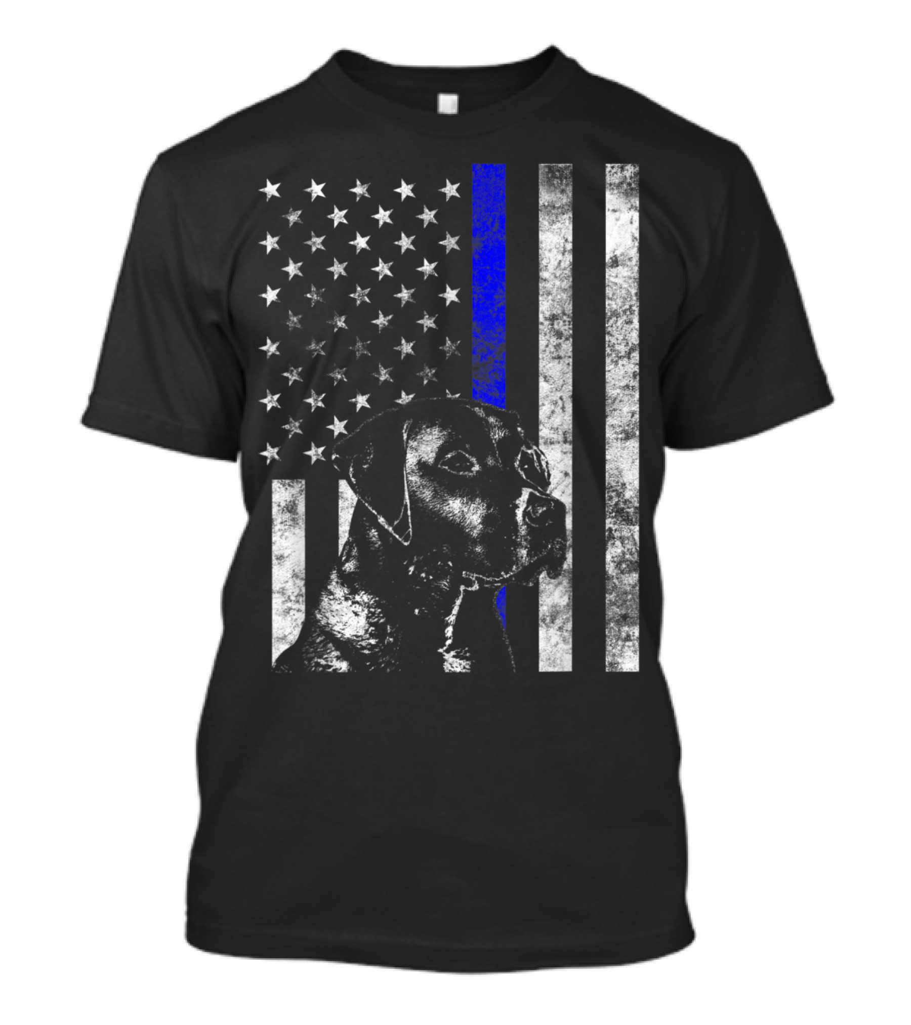 Thin Blue Line Flag K9 Labrador Retriever Police Dog American Flag T-Shirt