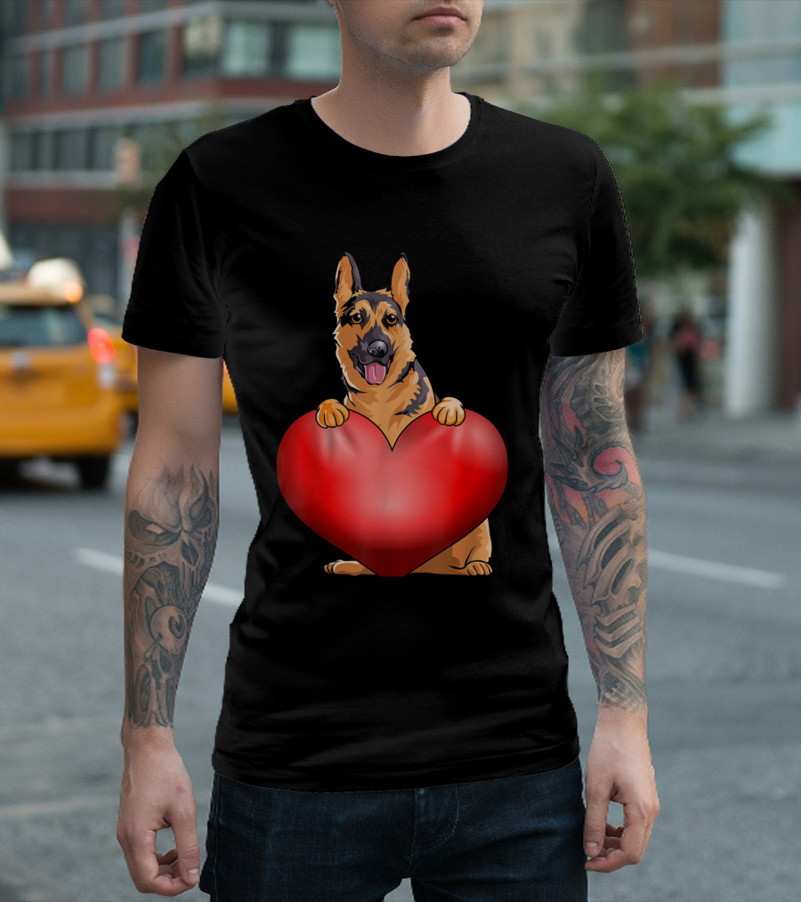 Valentines Day German Shepherd Heart Dog For Women And Men T-Shirt