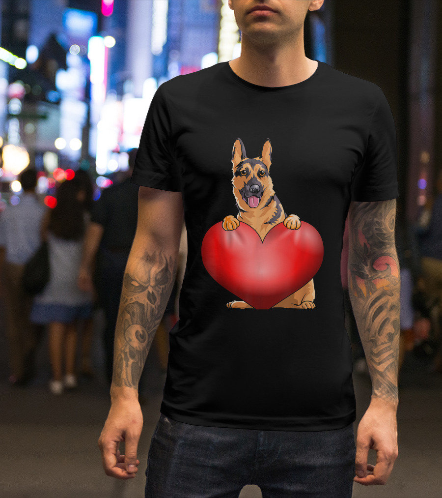 Valentines Day German Shepherd Heart Dog For Women And Men T-Shirt