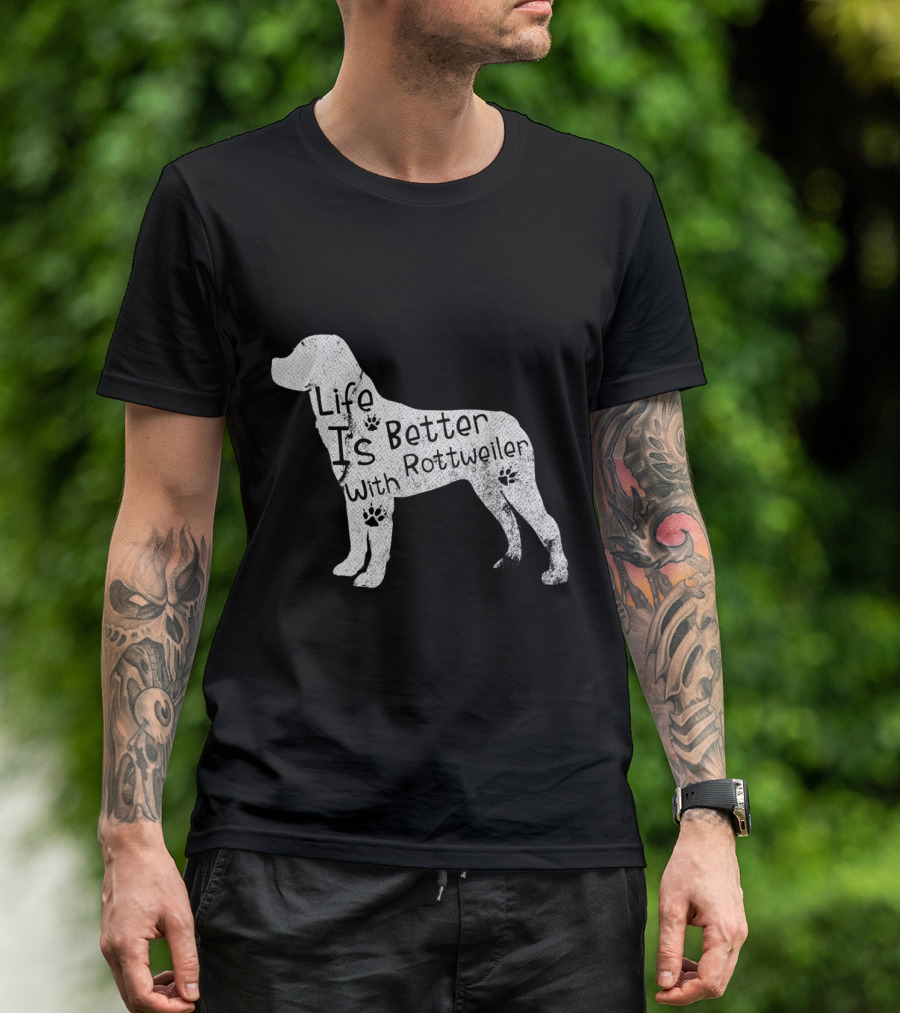 Vintage Life Is Better With Rottweiler Dog Funny Puppy Lover T-Shirt