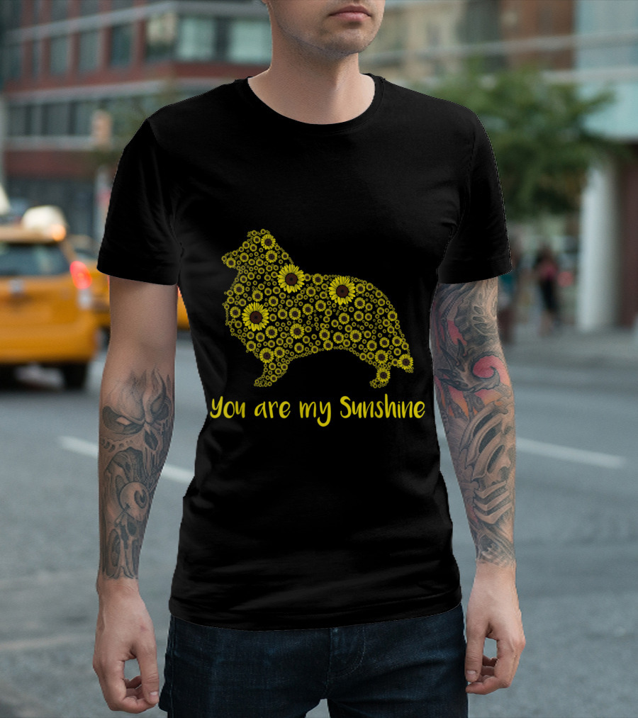 You Are My Sunshine Sunflower Sheltie Silhouette Mom Mama Lover T-Shirt