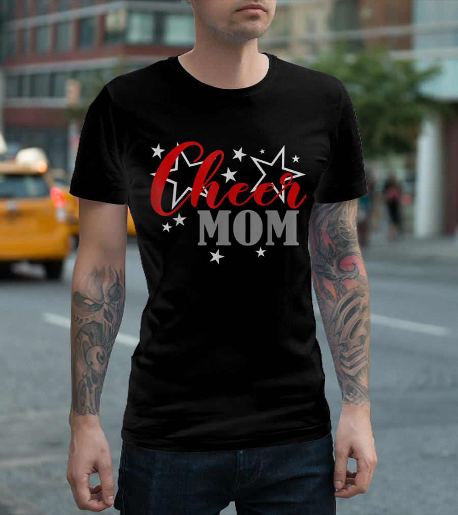 Proud Cheer Mom Starry Supporter Cheerleader Pride T-Shirt