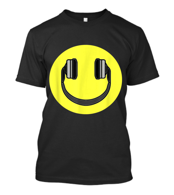Club Smiley Techno Music DJ Headphone Face T-Shirt