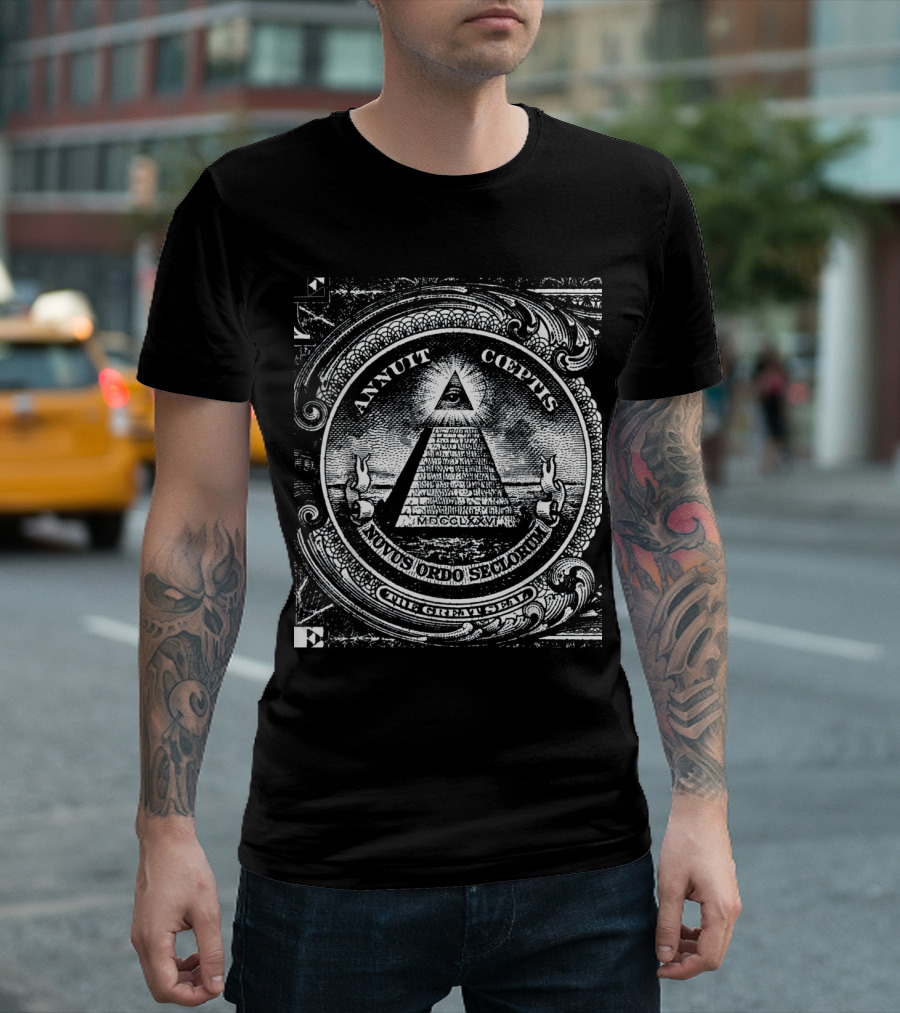 Annuit Coeptis Novus Ordo Seclorum The Great Seal Dollar Pyramid T-Shirt