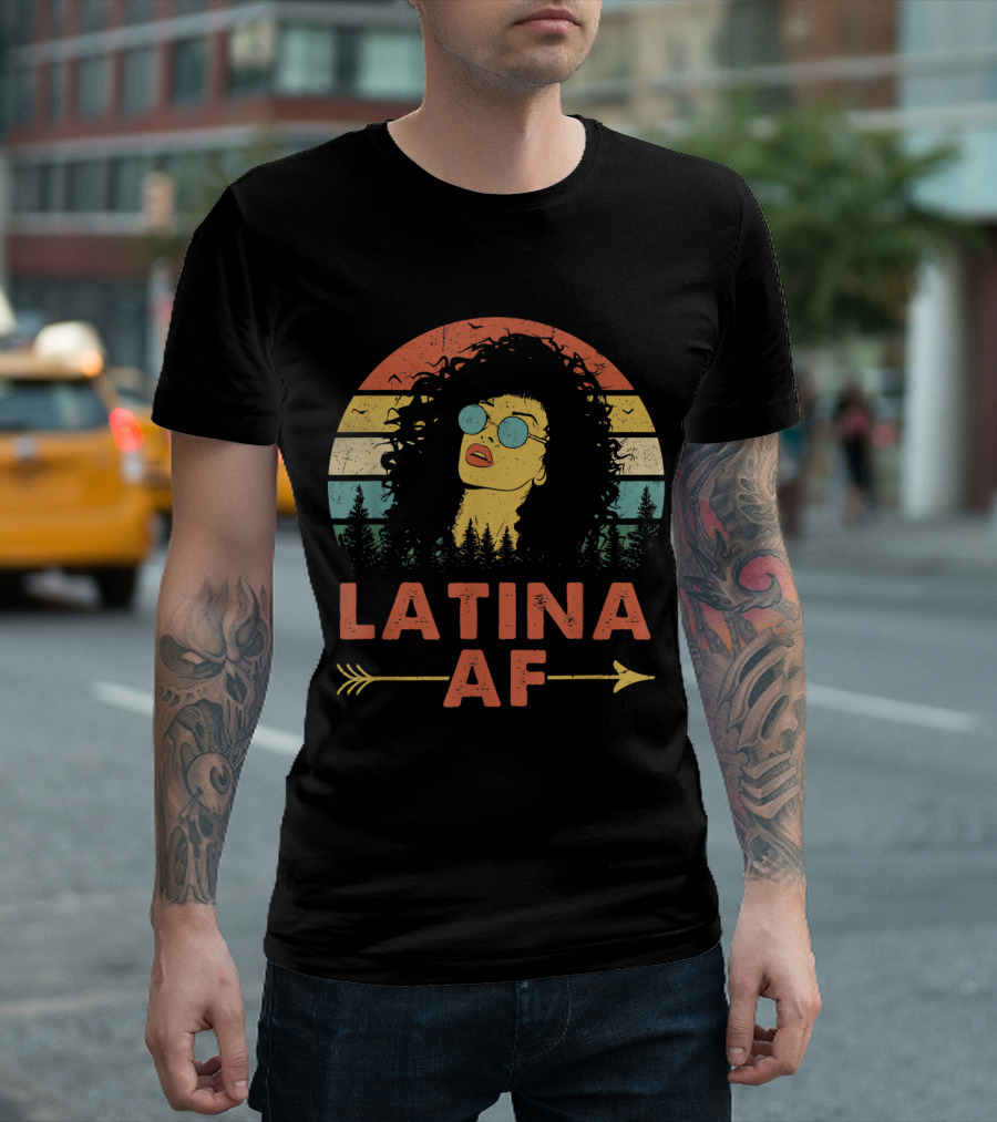 Latina AF Vintage Sunset Style Forest Retro женщин T-Shirt