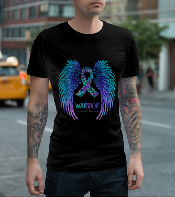 Warrior Angel Wings Fibromyalgia Awareness T-Shirt