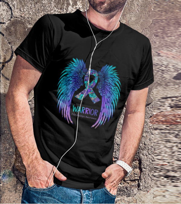 Warrior Angel Wings Fibromyalgia Awareness T-Shirt