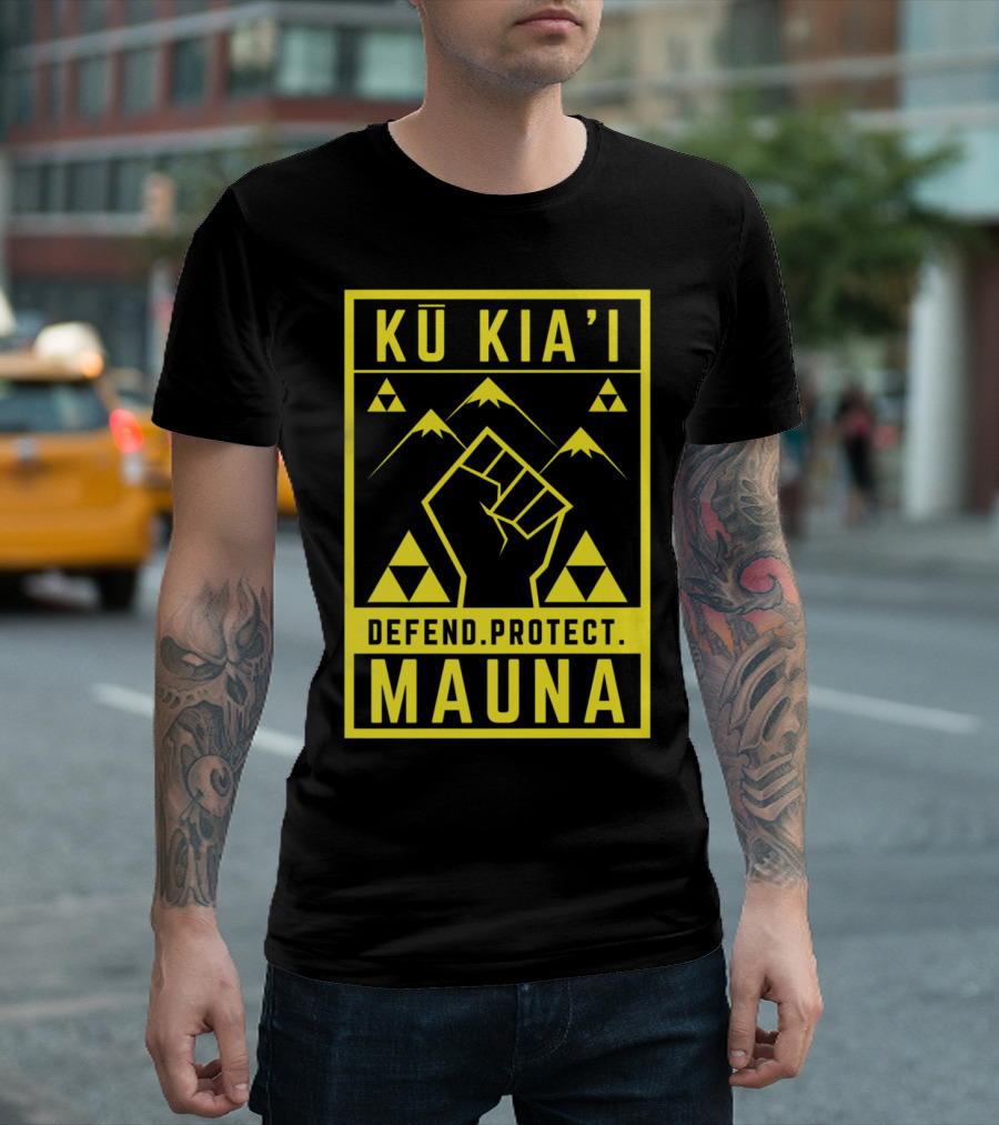 Kū Kia'i Mauna Defend Protect Fist And Mountain Symbols T-Shirt