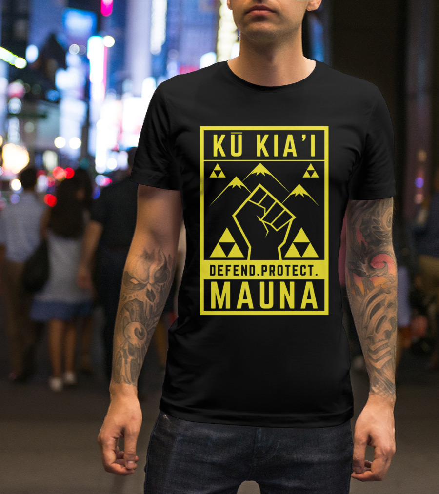 Kū Kia'i Mauna Defend Protect Fist And Mountain Symbols T-Shirt