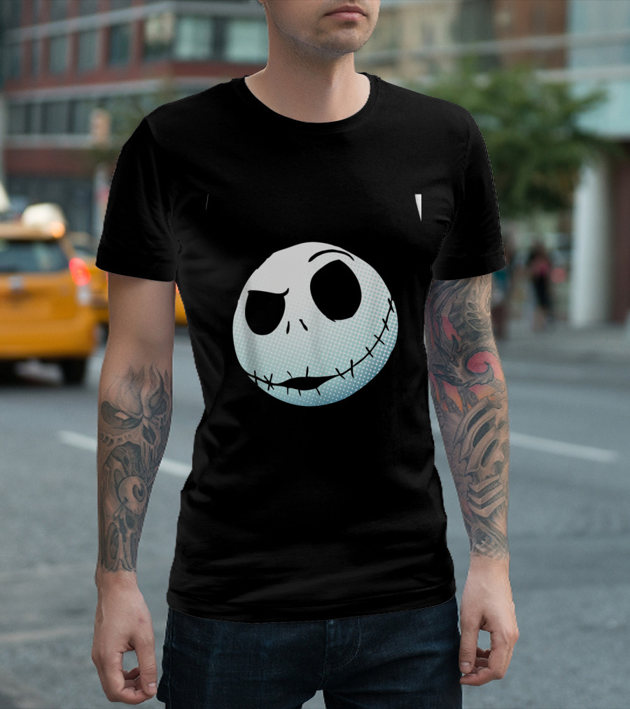 Disney Nightmare Before Christmas Jack Skellington White Smiling Face T-Shirt