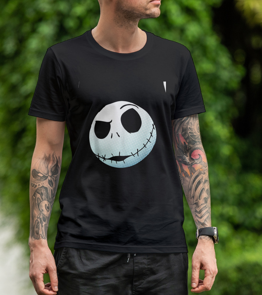 Disney Nightmare Before Christmas Jack Skellington White Smiling Face T-Shirt