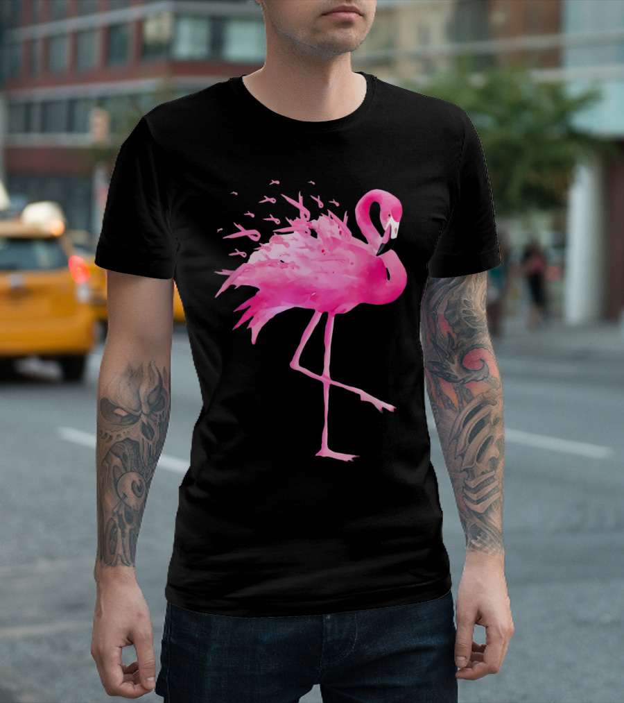 Flamingo Breast Cancer Awareness Pink Ribbon Funny October T-Shirt