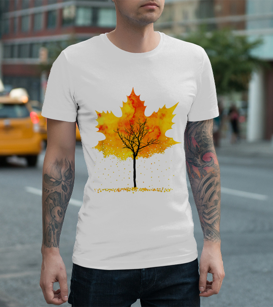 Maple Tree Autumn Leaves Fall Forest Scene T-Shirt