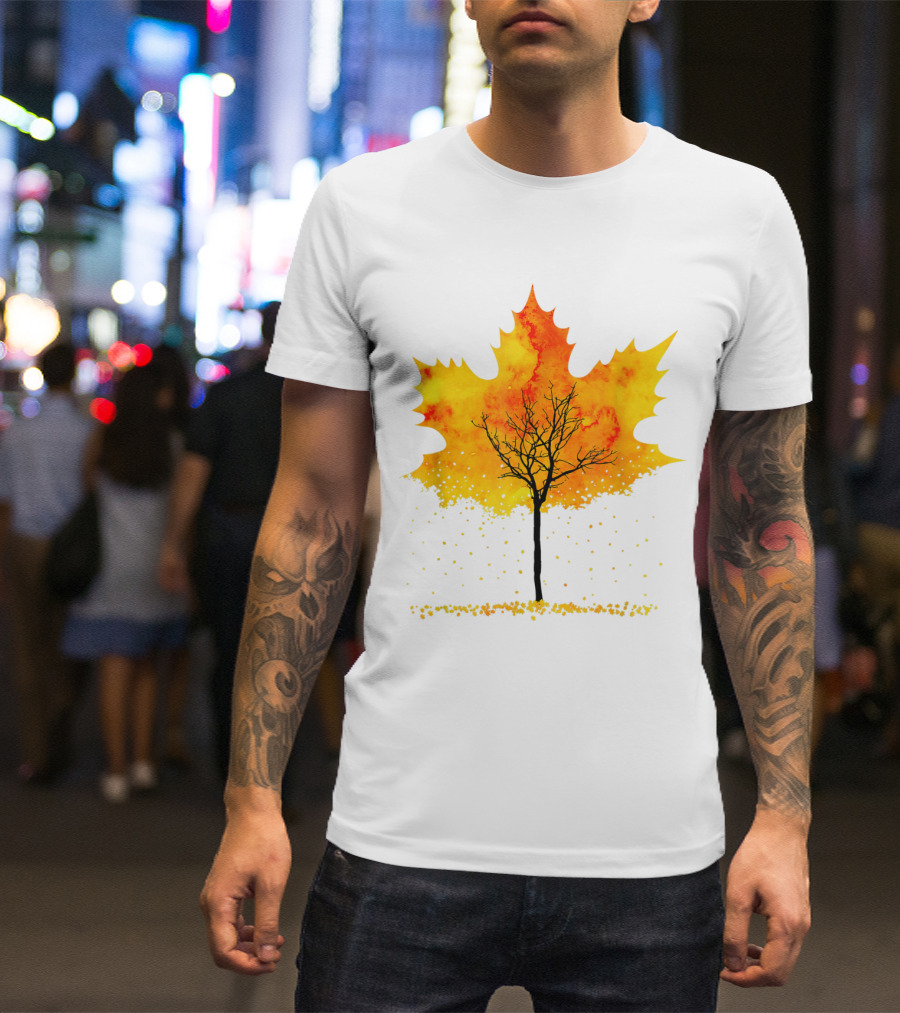 Maple Tree Autumn Leaves Fall Forest Scene T-Shirt