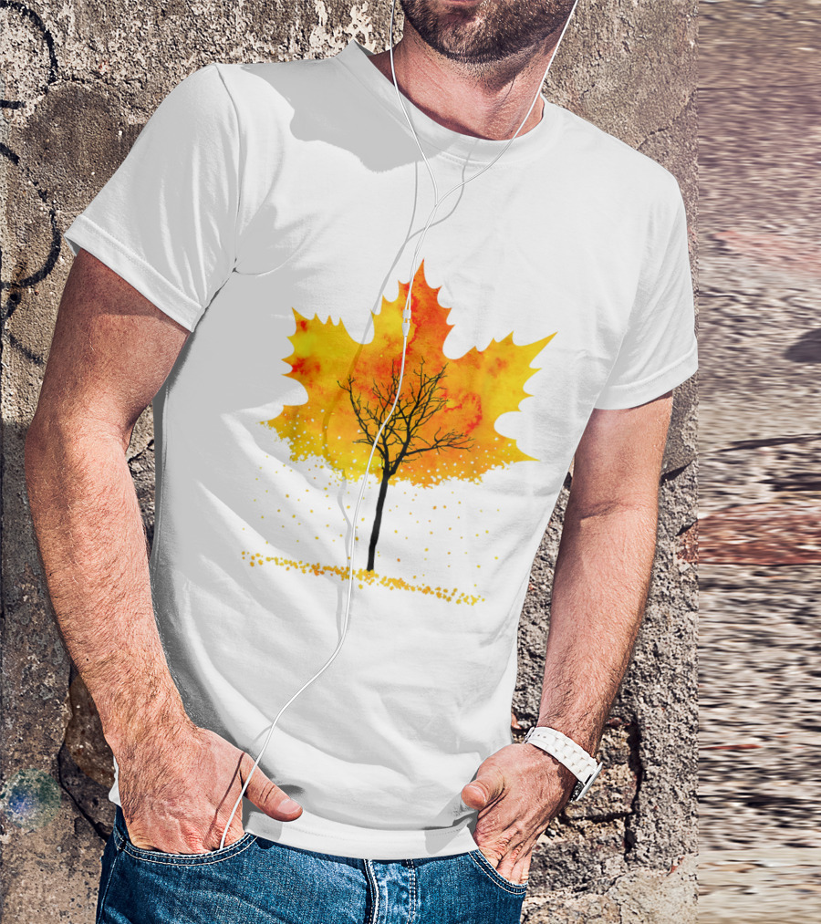Maple Tree Autumn Leaves Fall Forest Scene T-Shirt