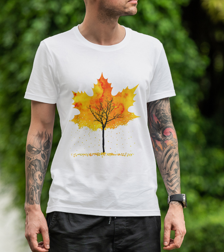 Maple Tree Autumn Leaves Fall Forest Scene T-Shirt
